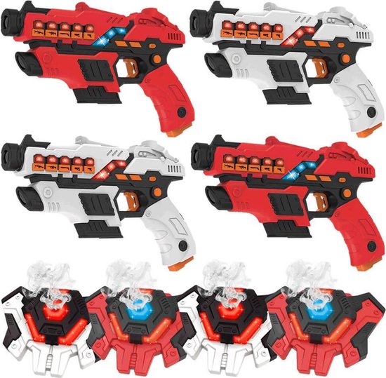 4 pistolets laser + 4 gilets à vapeur d'eau laser tag - KidsFun Plus set  laser tag... | bol.com