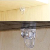 FSW-Products - 10 Stuks - Plankdragers - Plankendrager - Dragers voor kasten of keukenkastjes - Transparant - RVS - Legplankdrager - Schap drager - Bevestiging haken voor kasten -