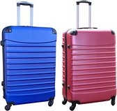Bol.com Travelerz kofferset 2 delige ABS groot - met cijferslot - 95 liter - roze - blauw aanbieding