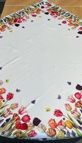 Tafelkleed - creme kleurig - bedrukt met tulpen - Vierkant 85 x 85 cm