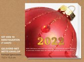 Kerstkaarten met enveloppen, Grote rode kerstbal - 10 stuks