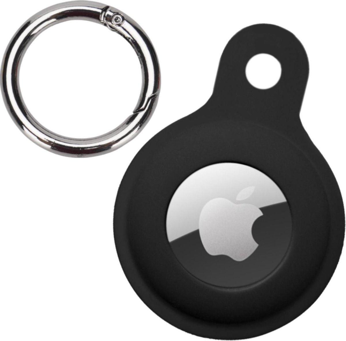 Hoesje Geschikt voor Apple AirTag-Sleutelhanger Houder Siliconen Hoes - Hoes Geschikt voor Apple AirTag Hoesje - Zwart