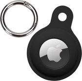 Hoesje Geschikt voor Apple AirTag-Sleutelhanger Houder Siliconen Hoes - Hoes Geschikt voor Apple AirTag Hoesje - Zwart