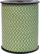 Sierlint / cadeaulint / verpakkingslint / krullint groen met witte dots 10mm x 250 meter