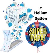 Boemby - Vaderdag Cadeautje - Exploderende Confettikubus - Vaderdag kaart - Vaderdag ballon - Super Papa - Vaderdag geschenkset - Origineel en Uniek