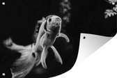 Poisson rouge nageant vers le haut en noir et blanc affiche de jardin toile en vrac 60x40 cm - petit - Toile de jardin / Toile d'extérieur / Peintures pour l'extérieur (décoration de jardin)