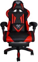 Chaise de Luxe Jeu Zwart/ Rouge - Président Gaming - Gaming Chaise de bureau - Coussin réglable - Repose - pieds extensible