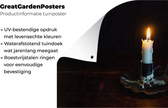 Bougie sur une table en bois 160x120 cm XXL / Groot format!