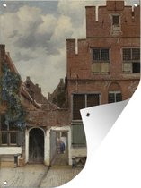 Tuinschilderij Het straatje - Johannes Vermeer - 60x80 cm - Tuinposter - Tuindoek - Buitenposter