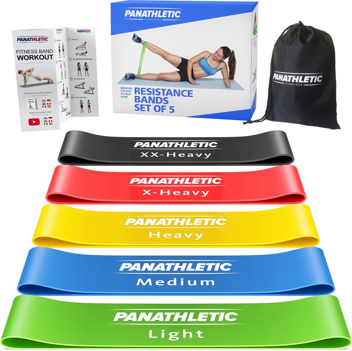 Panathletic Weerstandsbanden, Set van 5 Banden – 5 Verschillende Weerstandsniveau’s