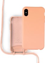 Silicone case met koord voor geschikt voor Apple iPhone - oranje