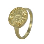Silventi 9SIL-21416 Zilveren Ring - Dames - Zon, Maan en Sterren - 13 mm Doorsnee - Maat 54 - Mat - Zilver - Gold Plated (Verguld/Goud op Zilver)