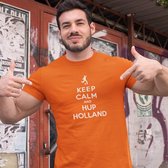 Oranje EK WK T-Shirt Keep Calm & Hup Holland (HEREN - MAAT S) | Oranje WK  Kleding / Shirts Uniseks Pasvorm