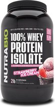 NutraBio Whey Protein Isolate - Strawberry Ice Cream - 900 gram