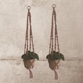 Macramé Plantenhanger Blush (oudroze) - set van 2 stuks - Katoen - Poefenzo