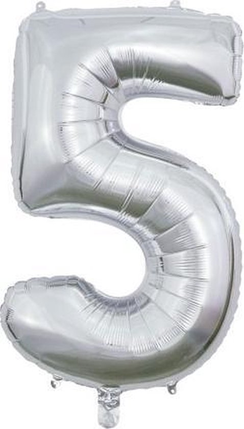 Globos Nordic Cijferballon 5 Folie 66 Cm Zilver