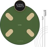 Smart Healthiness Slimme Personenweegschaal - Op USB - Met Gratis NL App - 13x Lichaamsanalyse functies - Bluetooth - Groen