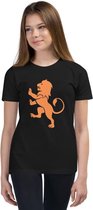 EK 2021 T-Shirt Kinderen - Meisjes - Oranje - Nederland - Zwart met Leeuw -  EK Shirt - Maat M
