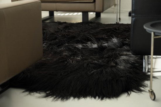 Tapis en peau de mouton islandais noir (200x220cm) de la plus haute qualité ! - fait main - produit 100% naturel - écologique - authentique - tapis