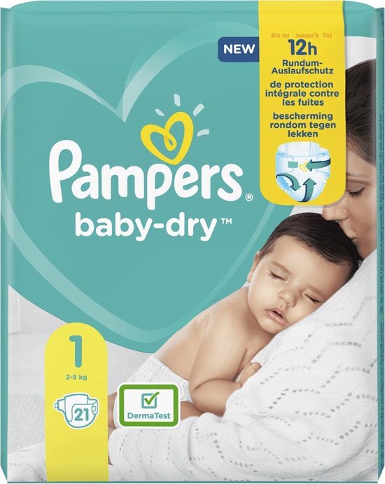 Nylon thuis Interessant Pampers Baby Dry Maat 1 Newborn (2-5kg) - XL pakket - 21 stuks - Luiers -  Limited edition | bol.com