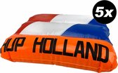 5 stuks - Opblaasbaar kussen 'Hup Holland' - WK en EK voetbal - voordeelverpakking