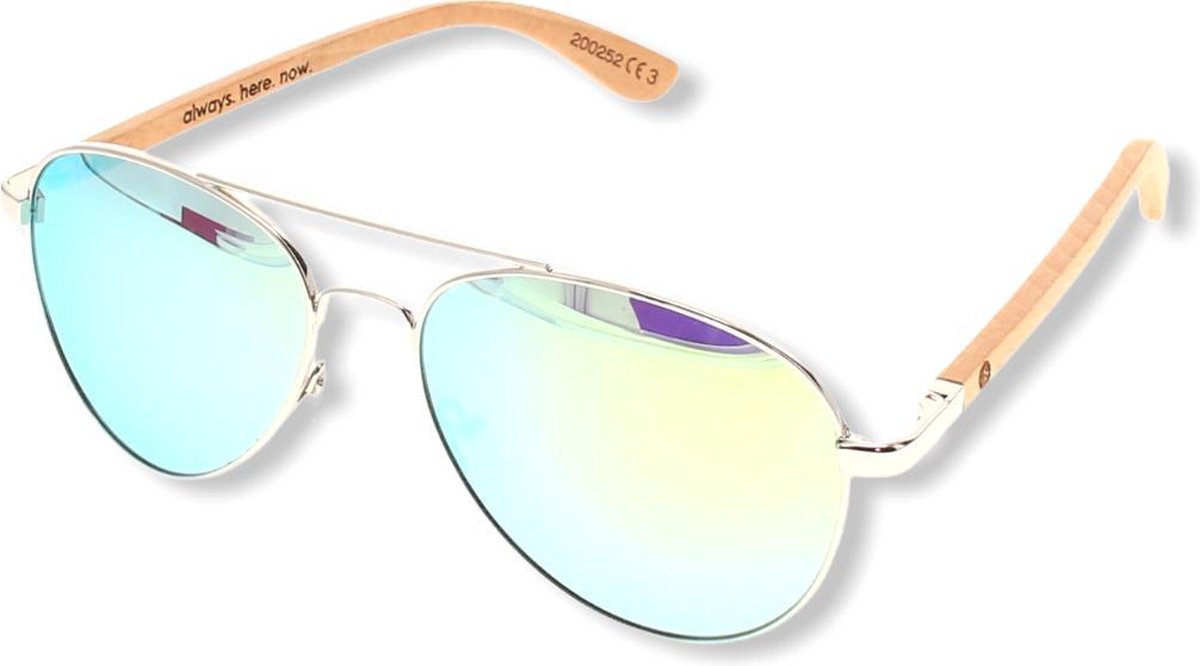 BEINGBAR Eyewear "Model 4" Sustainable Bamboo Sunglasses Green Mirror |  bol.com