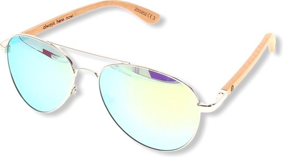 BEINGBAR Eyewear "Model 4" Sustainable Bamboo Sunglasses Green Mirror van BEINGBAR — afbeelding 5