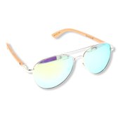 BEINGBAR Eyewear "Model 4" Sustainable Bamboo Sunglasses Green Mirror
