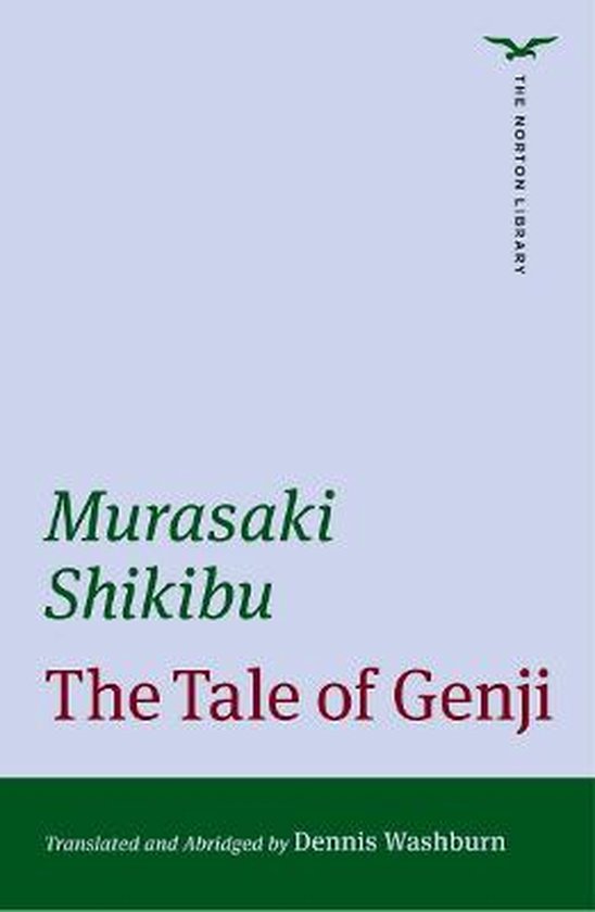 Couverture du livre « The Tale of Genji » par Murasaki Shikibu. Titre en vert et rouge. « The Norton Library » verticalement à droite.