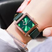 Longbo - Meibin - Dames Horloge - Groen/Rosé - Ø 31mm