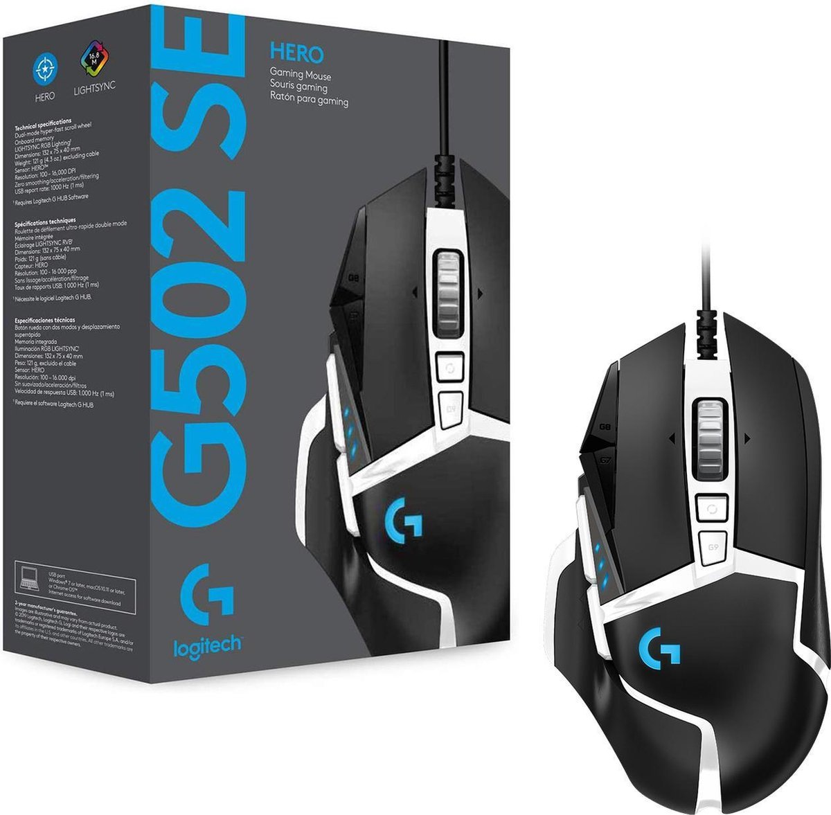 SOURIS GAMING FILAIRE LOGITECH G502 HERO K/DA BLANC ET NOIR