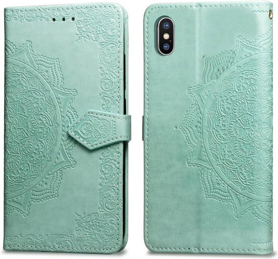 Apple iPhone X - XS Bookcase - Groen - Bloemen - Portemonnee Hoesje