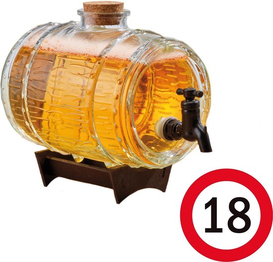 spion ontwerper Doodt Verjaardag 18 jaar cadeau bier dispensers ton op standaard 24 cm met 18 jaar...  | bol.com