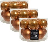 30x stuks kerstballen cognac bruin (amber) van glas 6 cm - mat/glans - Kerstboomversiering