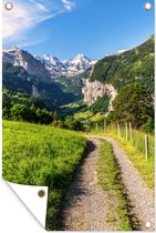 Muurdecoratie Wandelpad in het Alpengebied van Zwitserland - 120x180 cm - Tuinposter - Tuindoek - Buitenposter