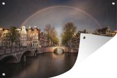 Tuinposters buiten De Amsterdamse Keizersgracht onder een regenboog - 90x60 cm - Tuindoek - Buitenposter