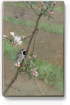 Schilderij - Witte kwikstaarten - Bruno Liljefors - 19,5 x 30 cm - Niet van echt te onderscheiden handgelakt schilderijtje op hout - Mooier dan een print op canvas.