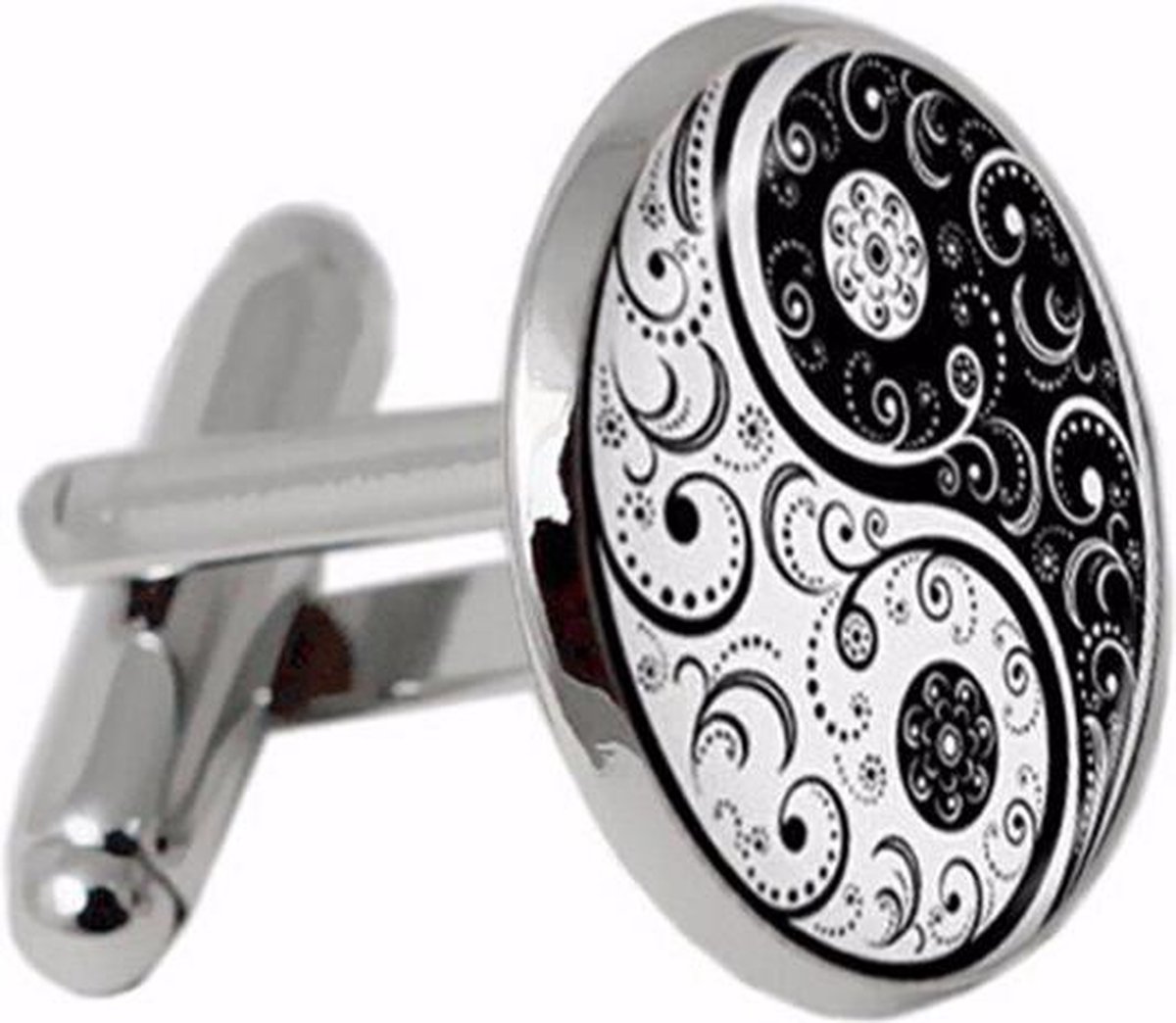 Yin Yang Manchetknopen Heren Zilver kleurig - Cufflinks - Cadeau voor Man - Mannen Cadeautjes