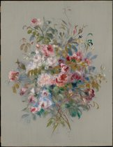 Kunst: Boeket met rozen van Pierre-Auguste Renoir. Schilderij op aluminium, formaat is 60x90 CM