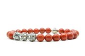 Beaddhism - Armband - Rojo - Zilver - Yasa 3 - 8 mm - 21 cm