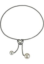 Adriana Parel armband Zoetwater Wit verstellbar met Herz  zilver rhodiniert 24 cm T13