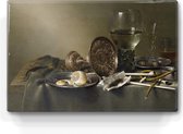 Stilleven met glazen en tabak - Willem Claesz Heda - 30 x 19,5 - Niet van echt te onderscheiden houten schilderijtje - Mooier dan een schilderij op canvas - Laqueprint.