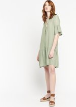 LOLALIZA Jurk met oosterse kraag - Khaki - Maat 38