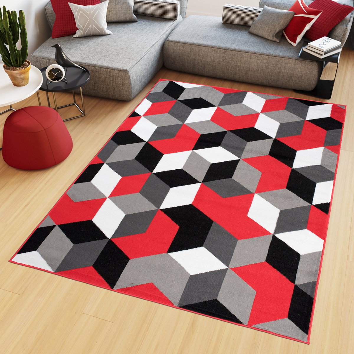 Tapiso Maya Vloerkleed Rood Slaapkamer Tapijten Maat- 160x230 Antraciet Rood 3