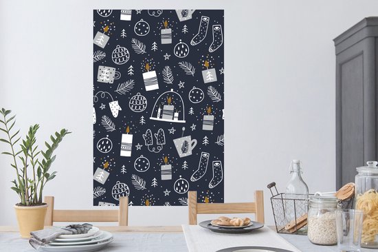 Sticker Muursticker Motif chambre d'enfant - Motif enfant avec bougies et autres trucs d'hiver - 80x120 cm - film adhésif autocollant - sticker mural repositionnable