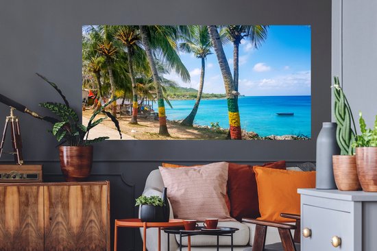 Sticker Muursticker Colombie - Palmiers sur la plage de Colombie - 160x80 cm - film adhésif autocollant - sticker mural repositionnable