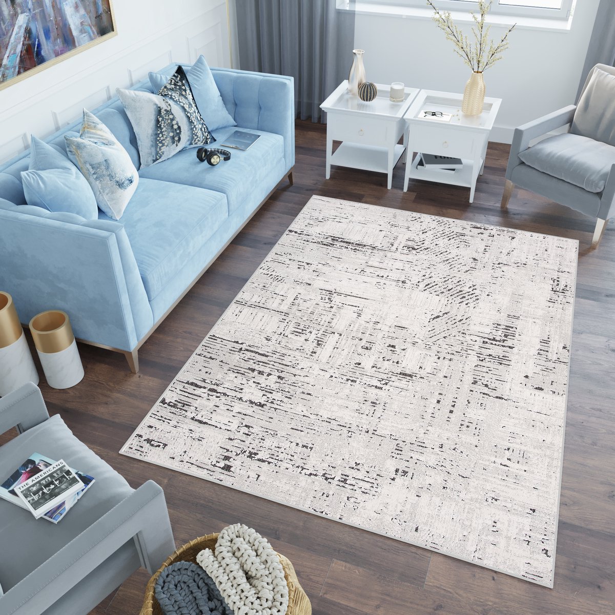 Tapiso Lotus Vloerkleed Laagpolig Antraciet Woonkamer Modern Tapijt Maat- 80x150