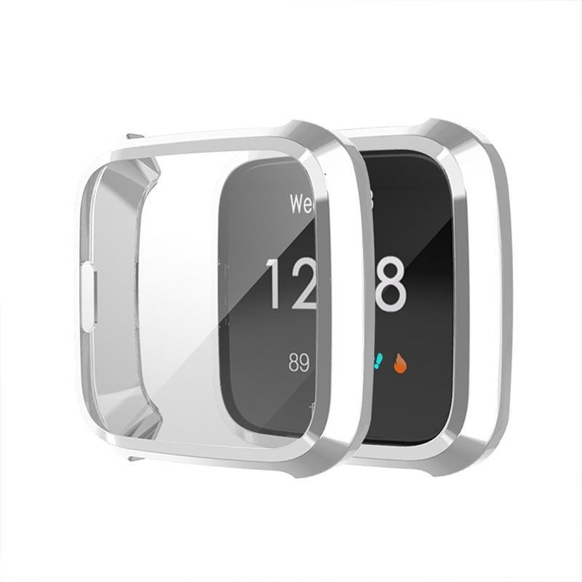 By Qubix - Geschikt voor fitbit Versa Lite Soft TPU case (volledig beschermd) - Zilver