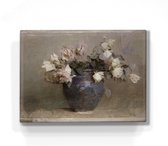 Stilleven met rozen - Abbott Handerson Thayer - 26 x 19,5 cm - Niet van echt te onderscheiden houten schilderijtje - Mooier dan een schilderij op canvas - Laqueprint.