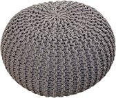 Pippa Design Poef - rond - gebreid - XL - lichtgrijs